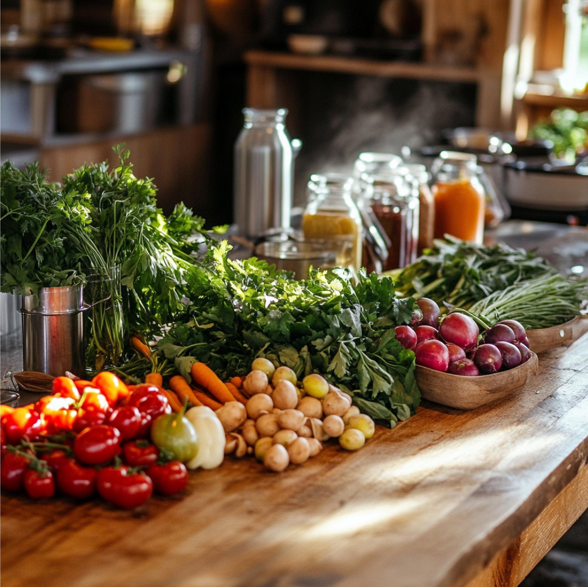Interior atelier culinar cu mese de lemn